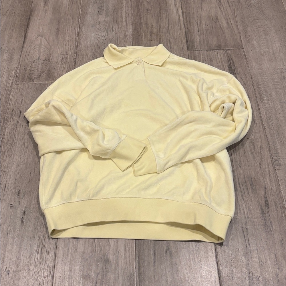 Essentials Light Yellow Collared Sweatshirt